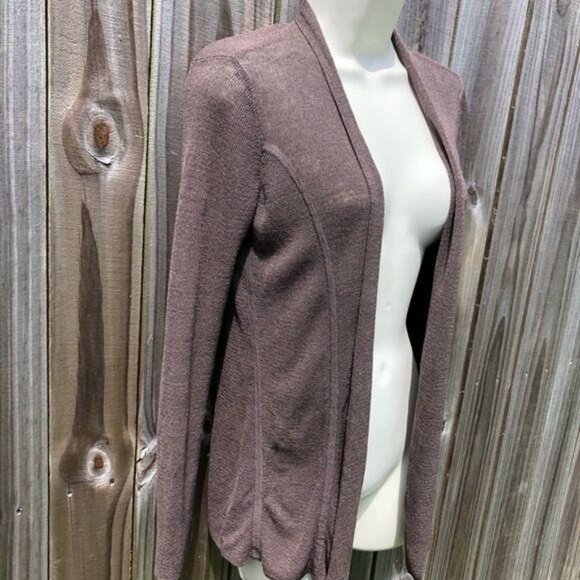 Eileen Fisher Linen Cardigan PP Petite Brown Open Sweater Top 2 4 - Picture 3 of 8